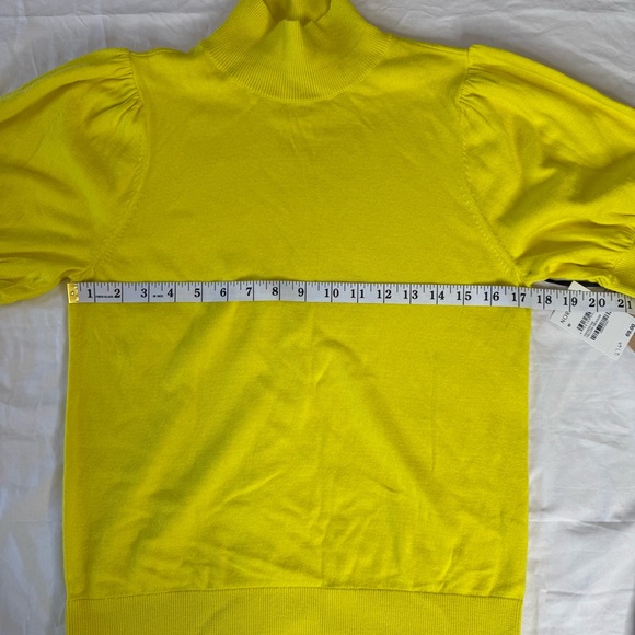 Halogen Yellow Meadow Mock Neck Puff Sleeve Short Sleeve Sweater M NWT - Picture 5 of 9
